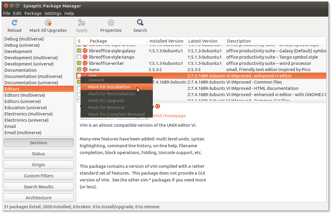 Synaptic Package Manager