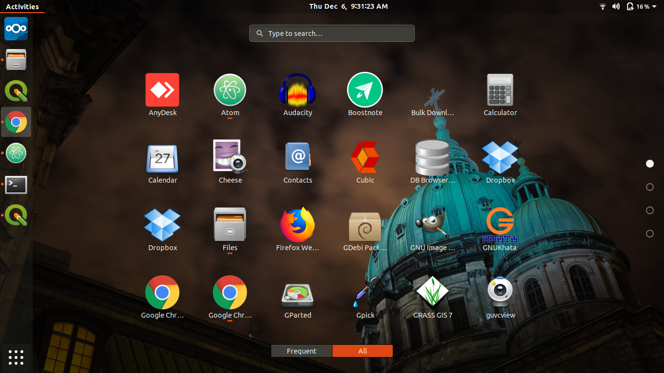 GNOME desktop Dashboard