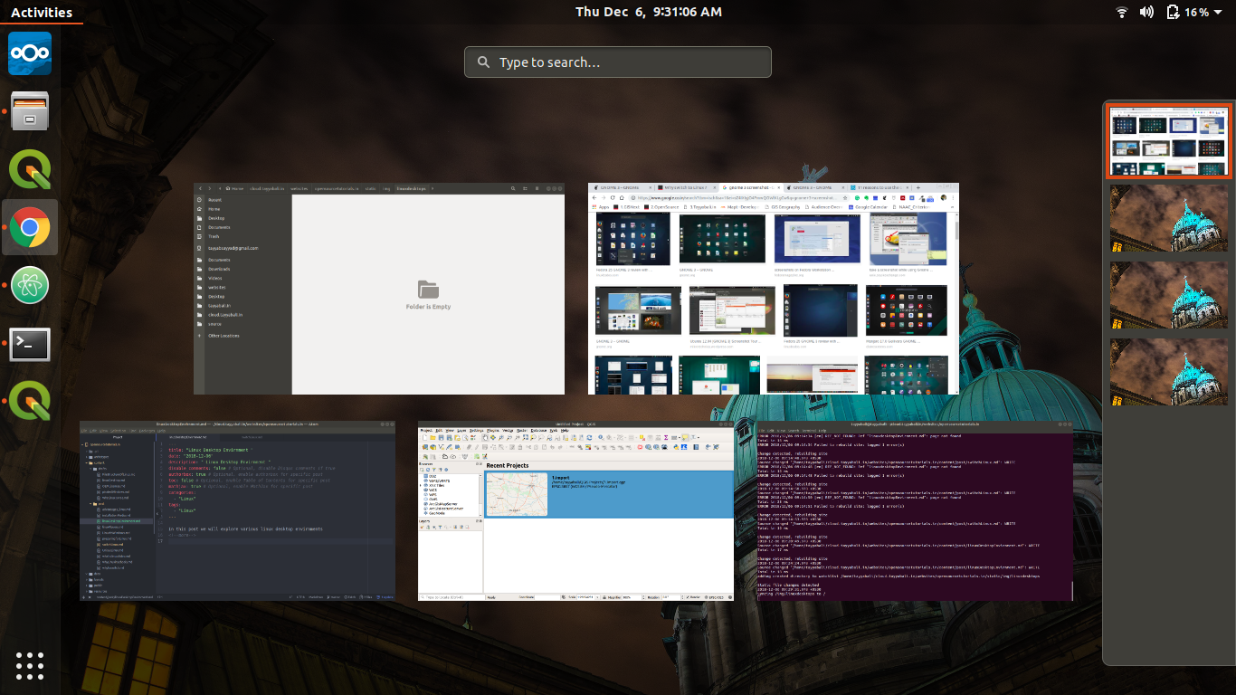 GNOME desktop Activites